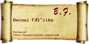 Becsei Füzike névjegykártya